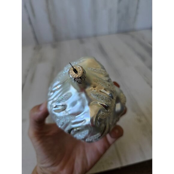 Czech Republic Lion silver glitter ornament glass head bust tree - Picture 7 of 10